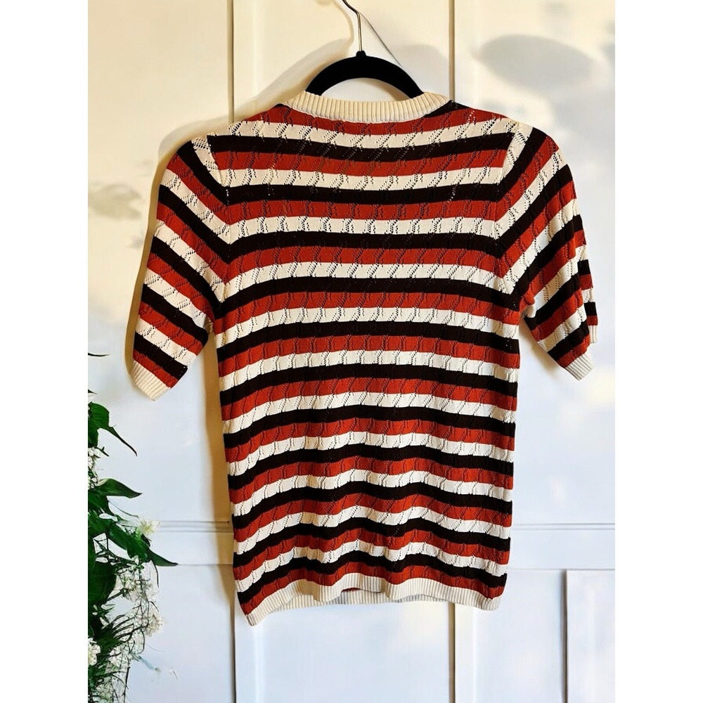 Wardrobe Brand Knit Top Short-Sleeve Crew Neck Sz Med Vintage Vibes - Picture 11 of 15